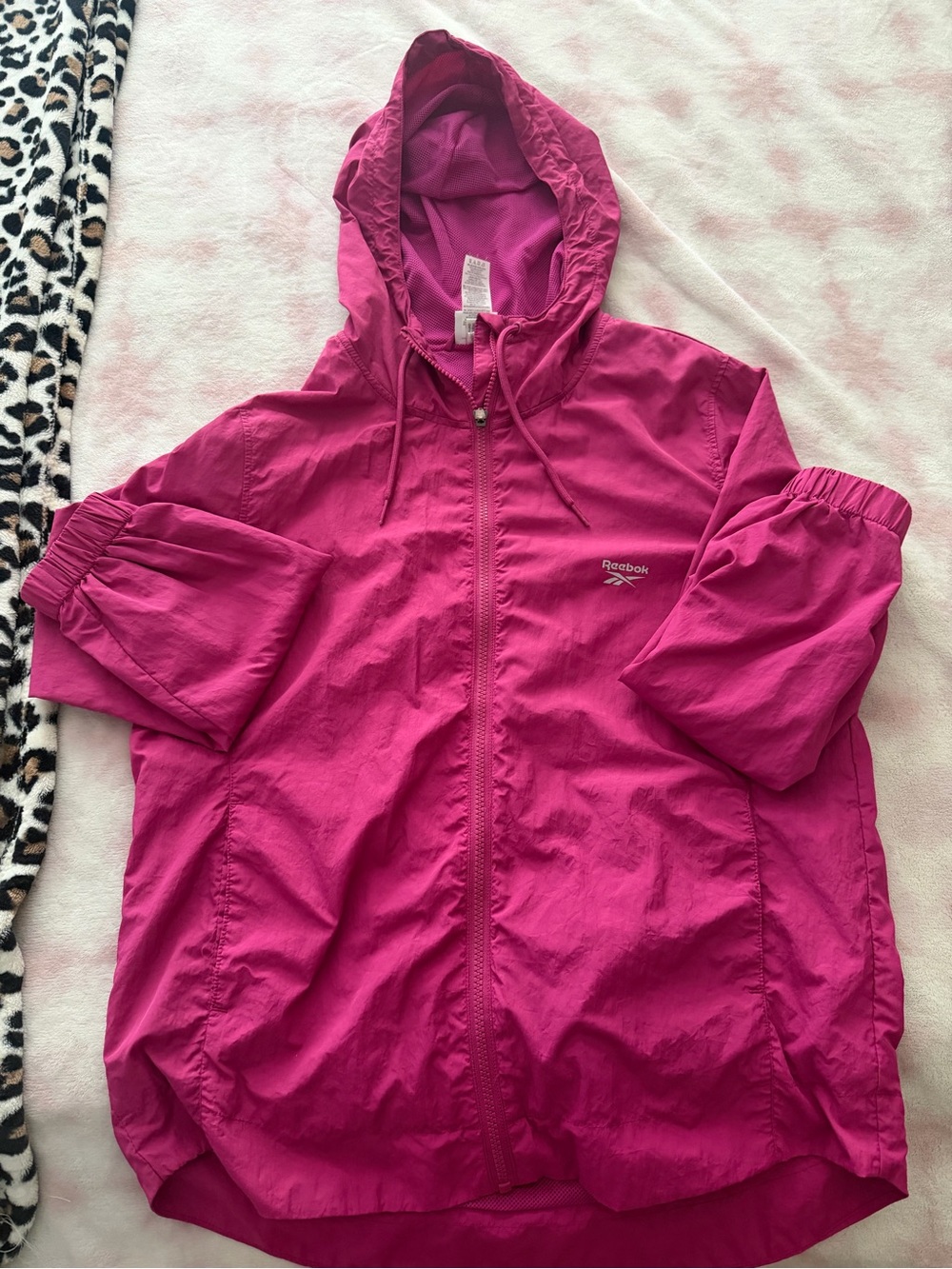 Reebok Women's Bright Fuchsia Hooded Windbreaker Jacket